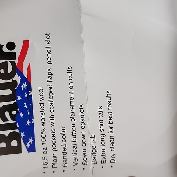 Blauer Uniform Shirt Worsted Wool Long Sleeved Flat Pocket Extra Long size 18 35 - Picture 8 of 10